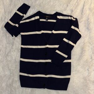 Forever 21 Navy and White Cardigan